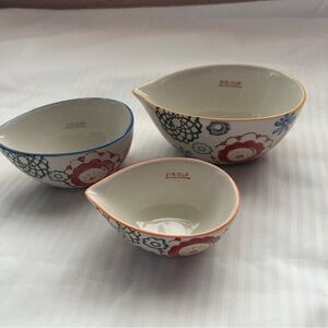 Set of 3 Pier 1 Imports Hand-Painted Stoneware Measuring Cups